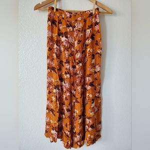 Burnt orange American Eagle floral print airy elastic waist pants